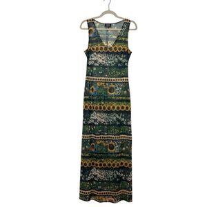 Tripp NYC Mesh Maxi‎ Dress Size L Y2K Forest Fairy Grunge V Neck
